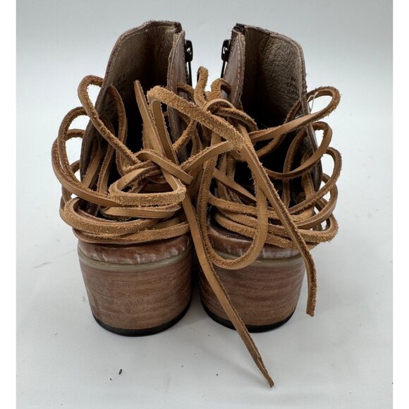 Freebird by Steven Brown Leather Jojo Ankle Boots With Side Zippers & Lace Detai - Picture 9 of 10